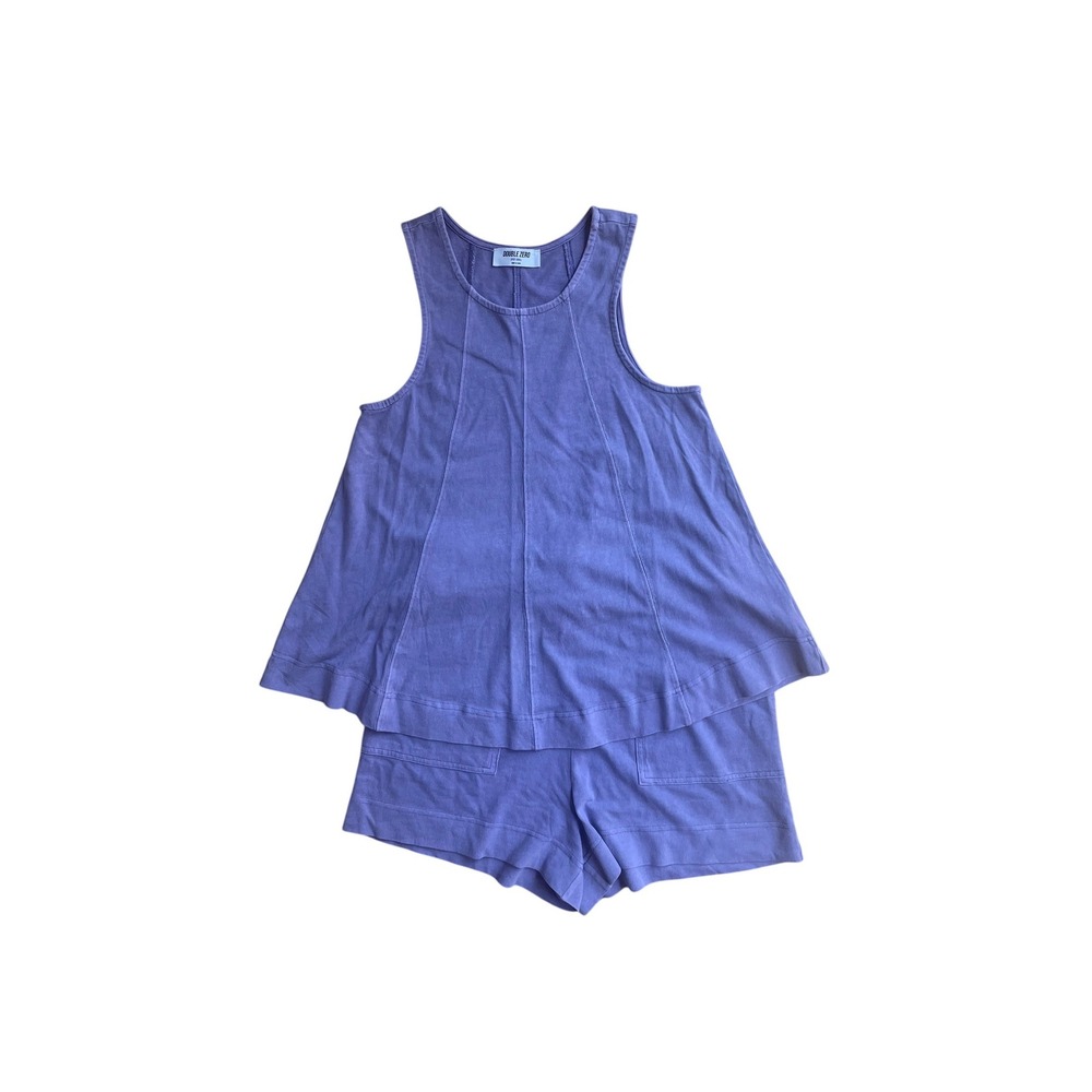 Double Zero Purple Mineral Wash 2 Piece Set Tank and Shorts NWT Small